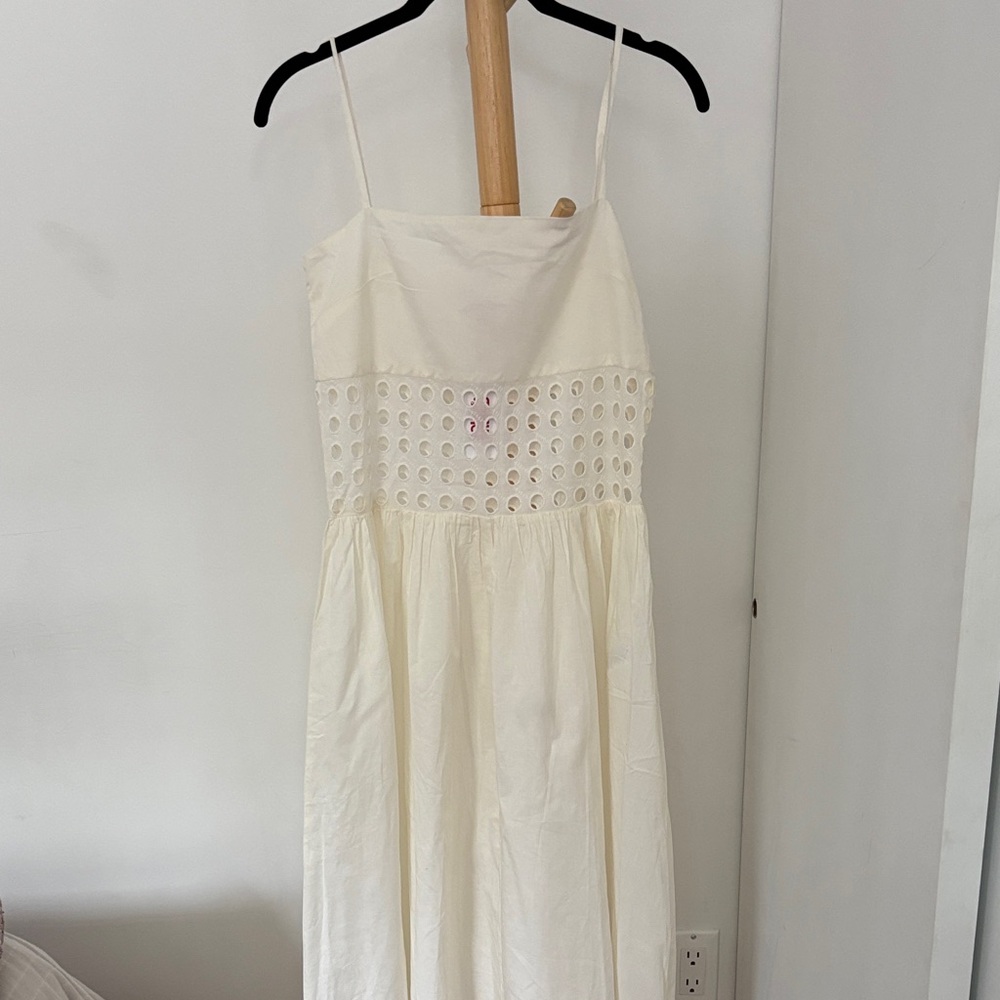 SOLID & STRIPED Cream Eyelet Dress